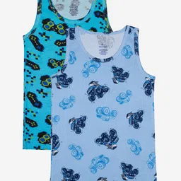 Kiddopanti Pack Of 2 Gaming Console Print Sleeveless Vests - Blue-picture-12