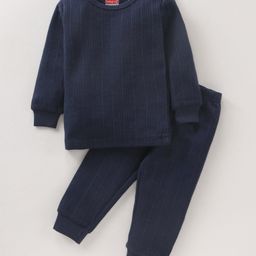 Babyhug Full Sleeves Solid Color Thermal Inner Wear - Navy Blue-image-31