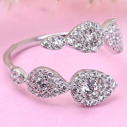 CLARA 925 Silver Swiss Zircon Rhodium Plated Bling Snake Finger Ring With Adjustable Band Gift For Women & Girls - Silver-picture-24