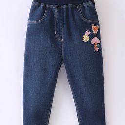 Little Kangaroos Full Length Jeans Fox Embroidery - Dark Blue-image-14