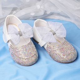 Mine Sole Stone Embellished & Bow Detailed Bellies - White-image-81