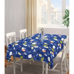 Arrabi Blue Leaf Cotton Blend 6 Seater Table Cover ARTC 1264 - Blue-13