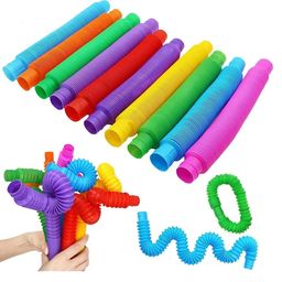 VGRASSP Push And Pull Pipe Tube Toy For Kids, Toddlers - Stretch and Bend Into Your Own Way - Smooth Sensory Fidget Toy - Multicolor (Color As Per Stock) (Pack Of 6)-24