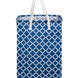 Kuber Industries Laundry Basket  Star Laundry Basket  Canvas Storage Bag with Handles  Clothes Storage Basket for Home  Toy Storage Basket  75 LTR  Large  Royal Blue-11