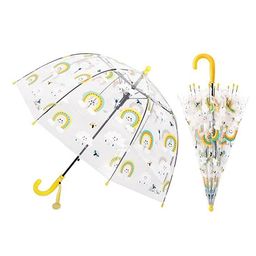CHAATEWALA Smiling Clouds & Rainbows Printed Dome Shaped Transparent Umbrella - Multi Colour-22