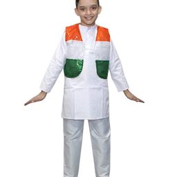 Kaku Fancy Dresses Independence Day Theme Tiranga Jacket - Multi Colour-image-68