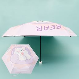 Babyhug Teddy Bear Printed Umbrella - Light Pink-11
