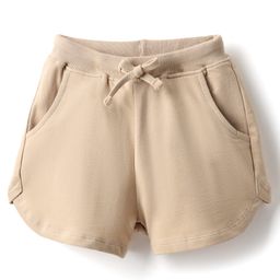 Kookie Kids Woven Above Knee Length Solid Shorts With Pockets - Beige-image-53
