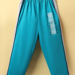 Taeko Single Jersey Full Length Track Pant With Text Print - Light Blue-picture-9