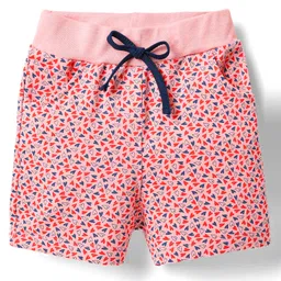 Evimo Single Jersey Knit Knee Length Shorts With Heart Print - Pink-image-7