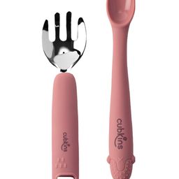 CUBKINS Set of Fork with Stainless Steel Head and Early Feeding Bendable Silicone Spoon for Children | No Sharp Edges | BPA Free, Food Grade, FDA Approved | Washable & Reusable (Raspberry)-28
