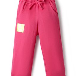 Olio Kids Cotton Knit Full Length Lounge Pant With Text Patch - Fuchsia-image-79