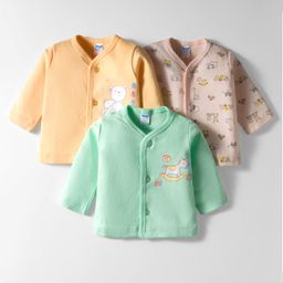 Tango Interlock Knit Full Sleeves Jhablas with Animal Print Pack of 3 - Mustered Green & Light Peach-picture-34