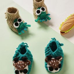 MayRa Knits Hand Knitted Knit Pack Of 2 Animals Crochet Designed Socks - Brown & Green-picture-6