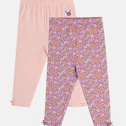 MINI KLUB Girls Pack Of 2 Floral-Printed Ankle-Length Leggings-picture-35