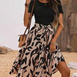StyleCast Printed Fit and Flare Midi Dress-picture-33