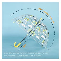 CHAATEWALA Smiling Clouds & Rainbows Printed Dome Shaped Transparent Umbrella - Multi Colour image 3