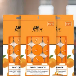 Pan Aromas Orange & White 3 pieces Tea Light Candle-image-21