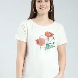 Monte Carlo Women Regular Fit Printed Cotton Tshirt-image-1