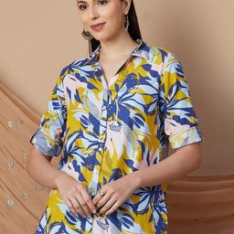 Melange by Lifestyle Women Shirt Collar Printed Tunic-50