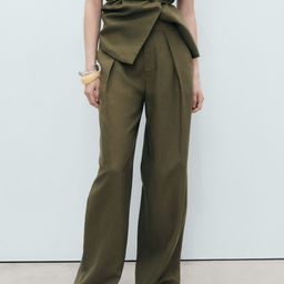 MANGO Women Straight Fit Pleated Trousers-picture-25