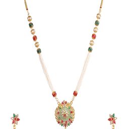 Divisha Gold-Plated Kundan-Studded & Beaded Jewellery Set-image-5