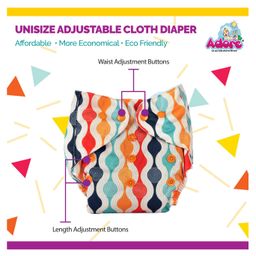 Adore Baby Unisize Adjustable Cloth Diaper With 5 Layered Charcoal Insert Abstract Print - Multicolor image 4