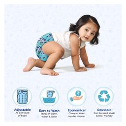 Ahc Zikku Free Size Reusable Cloth Diaper for Babies with One Insert - Giraffe Print image 4