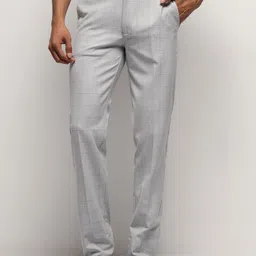 SUBTRACT Men Checked Slim Fit Wrinkle Free Trousers-image-28