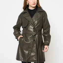 Madame Women Checked Polyester Longline Tailored Jacket-image-20