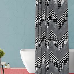 ArtzFolio White & Black Geometric Printed Waterproof Shower Curtain-image-59