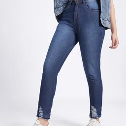 glitchez Women Comfort Mom Fit High-Rise Light Fade Ripped Jeans-image-67