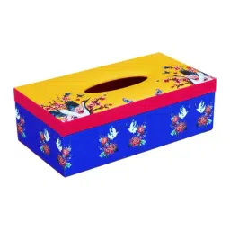 SEJ by Nisha Gupta Blue Wooden Tissue Paper Box Holder - Set of 1-image-69