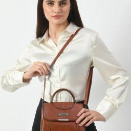 Angeline Brown Solid Medium Sling Handbag-image-50