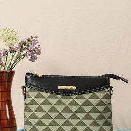 Bagsy Malone Grey & Black Textured Medium Sling Handbag-70