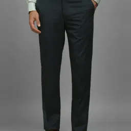 Louis Philippe Navy Slim Fit Texture Trousers-picture-5