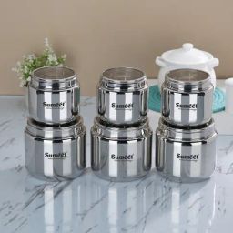 Sumeet Silver Stainless Steel 6 Containers with Lid-10