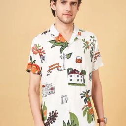 Urban Ranger by Pantaloons Off White Slim Fit Printed Shirt-picture-15