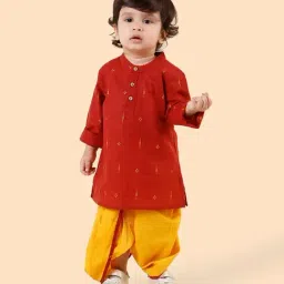 Fabindia Maroon Cotton Hand Block Printed Dhoti Set-picture-5