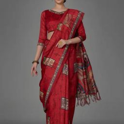 Saree Mall Red Printed Saree With Blouse-image-85