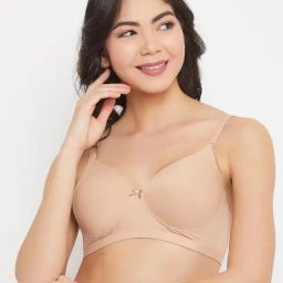 Clovia Beige Non Wired Padded T-Shirt Bra-image-53