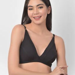 Clovia Black Non Wired Non Padded Plunge Bra-image-93