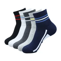BALENZIA Cotton Colour Block Cushioned High Ankle Sports Socks (Pack Of 5)-26