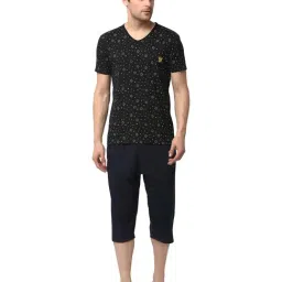 Vimal Jonney Navy & Black Printed T-Shirt & Capris-image-85