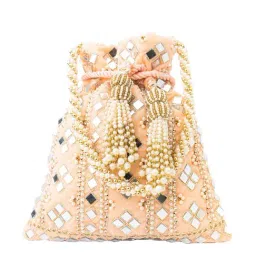 NR by Nidhi Rathi Peach Embellished Potli-16