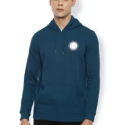 Van Heusen Blue Slim Fit Hooded SweatShirt-32