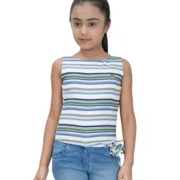 Tiny Girl Kids Green & White Striped Top-image-88