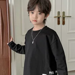 LULU & SKY Boys Typography Printed Round Neck Cotton Oversized T-shirt-picture-27