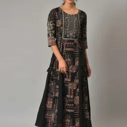 W Black Printed Maxi Dress-image-30
