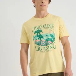 GANT Men Graphic Printed Yellow Round Neck Cotton T-shirt-image-82